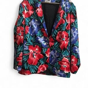 Women's funky retro Floral vintage 80 blazer 23" ptp